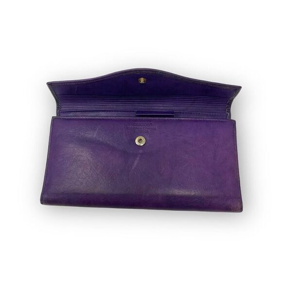 Buxton Vintage Leather Wallet Billfold Bi-Fold Purple Top Grain Cow Hide Used - Picture 3 of 14